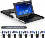 MT-VIKI 15,6-tolline LCD monitor KVM-konsool VGA integreeritud konsool 8 portiga 1U 600-800 mm serverikappi Touchpad Hotkey OSD 1920 x 1080 koos 2 x r&ouml;&ouml;paga