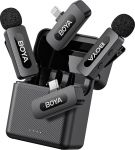 BOYA by-V3 Combo Mini juhtmeta Lavalier mikrofon iPhone'ile/Androidile/PC-le/Laptopile USB-C/Lightning, m&uuml;rasummutus, 36H v&otilde;imsus videosalvestuseks, striimimiseks.