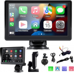 Sunweyer Wireless Carplay & Android autoekraan, kaasaskantav autoradio, 7-tolline IPS puuteekraan, toetab 1080p tagavarakaamerat ja Bluetooth/AUX/FM saatjat