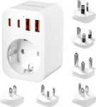 Rahvusvaheline reisiadapter, rahvusvaheline reisiadapter USB-A/Type-C, Type G/B/I/A/M/D pistikupesa adapter reisimisadapter &Uuml;hendkuningriigile/USA-le/Austraalia/Jaapanile/Edela-Aafrikale/Indiale