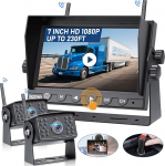 Traadita tagurduskaamera komplekt HD 1080P 7-tolline monitor ja IP69 veekindel tagavarakaamera Stabiilne digitaalne signaal 150&deg; laia nurga tagurduskaamera &ouml;ise n&auml;gemise komplekt kaubikule, veoautole, haagissuvilale (2)