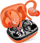 Bluetooth k&otilde;rvaklapid Sport K&otilde;rvaklappide juhtmevabad Bluetooth 5.3 HD mikrofoniga, suurep&auml;rane heli, 40 tundi m&auml;nguaega, mugav istuvus, kaks LED-ekraani, IP7 veekindlad k&otilde;rvaklapid k&otilde;rvaklappidega, oranžikas
