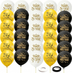 30 St&uuml;ck 2026 Happy New Year Luftballons, Silvester Party Dekorationen 2026, Schwarz Wei&szlig; und Gold Latex Folienballons Silvester Dekoration NYE Party Deco Supplies