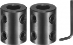sourcing map 2 St&uuml;ck Wellenkupplung, 0,95 cm Bohrung, 1,9 cm Au&szlig;endurchmesser, 2,5 cm L&auml;nge, schwarzer, oxidierter Stahl, starre Kupplung mit Sechskantschl&uuml;ssel f&uuml;r 3D-Drucker, Motorrad (4 Schrauben