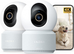 Anona Pano 4K HD siseruumide valvekaamera, 360&deg; kaamera j&auml;lgimine siseruumides, Wi-Fi 6 | Isiku/looma/beebi veini tuvastamine, kahesuunaline heli, privaatsusrežiim, 2 tk.