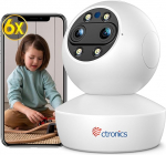 Ctronics Indoor Surveillance Camera with 6X Hybrid Zoom, Auto Tracking, Person/Pet Detection, 20 m Colour Night Vision, Preset Functions, NVR/NAS Support, 24/7