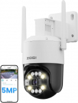 ZOSI 3K Wi-Fi 6 Outdoor Surveillance Camera with 360&deg; Pan & Tilt, 2.4 GHz WiFi Camera for Outdoor Use with AI Human/Vehicle/Animal Detection, 2-Way Audio, Colour Night Vision, C296