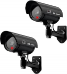 2 v&auml;litingimustes kasutatavate dummy kaamerate pakett, v&otilde;ltsitud valvekaamerad, CCTV kaamera valvekaamera koos vilkuva LED-valgusega, must