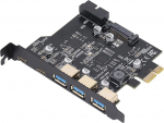 PCIe to USB3.2 Gen 1 kaart 5Gbps ribalaiusega, 5 USB porti (3 USBA ja 2 USBC porti), USB PCI E laienduskaart 7/8/10/11, Linuxi jaoks