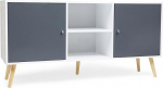 IDMarket Effie Scandinavian Sideboard 2 Door Wooden White and Grey