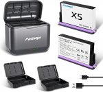 Fantasyo Insta 360 X5 aku 2 pakki 2800 mAh + 1 topeltkanaliga kiirlaadimispesa, &uuml;hildub ainult Insta360 x5 kaameraga, saab laadida kahte akut korraga (2 x akud + laadija)