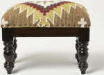 Homescapes Jaipur Kilim Stool 30 x 50 cm Ristk&uuml;likukujuline k&auml;sitsi kootud kilimkattega polsterdatud puust jalaga joodik