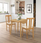 Hallowood Furniture Ledbury &uuml;mmargune laud ja toolid komplekt 2, heledast tammest s&ouml;&ouml;gilaud ja toolid kreemiga polsterdatud istmetega, ruumi s&auml;&auml;stvad kokkupandavad s&ouml;&ouml;gikomplektid v&auml;ikestele ruumidele