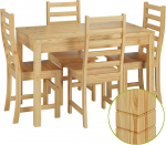 Erst-Holz Kaunis s&ouml;&ouml;gikomplekt laua ja 4 tooliga T&auml;ispuidust m&auml;nd naturaalne 90.70-51 B-komplekt 21
