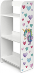 Leomark valge puidust riiul m&auml;nguasjadele - Unicorn - hoiuriiul lastele, puidust m&auml;nguasjade riiul, lasteriiul lastetuppa, k&otilde;rgus: 90 cm