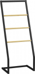 HOMCOM bambusest ja terasest 4 riba r&auml;tikuhoidja jalaga hoidja v&auml;ikesesse ruumi, vannituppa ja pesuruumi 40,5 x 28 x 98 cm (L x S x K) - must ja naturaalne