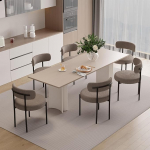 Hawthyhome s&ouml;&ouml;gitoa toolid, komplekt 6, Teddy kangas, &uuml;mmargused Boucle toolid, keskklassi polsterdatud k&ouml;&ouml;gitoolid, s&ouml;&ouml;gitoolid metalljalgadega, hall