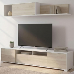 Dmora - Gruf seinas&uuml;steem, teleripult, elutoa komplekt, mitmeotstarbeline elutoa m&ouml;&ouml;bel, 200 x 41 x 180 cm, tamm ja valge