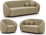 Komplekt 3-kohaline diivan 2-kohaline tugitool - 3 t&uuml;kki - Boucl&eacute; kangas - vabalt seisev - Bloom Beige