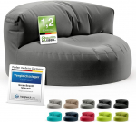T&auml;itematerjaliga roheline diivanikott - Lounge Bean Bag disain 90 x 50 cm ergonoomilise seljatoega ja pestava kattega - sobib sise- ja v&auml;litingimustes kasutamiseks antratsiitv&auml;rvides