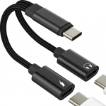 USB-C Kopfh&ouml;rer Adapter Splitter Typ C Ladeger&auml;t f&uuml;r iPhone 17 16 15 Pro Max Kompatibel mit Samsung AUX Audio Dongle Jack Dual Earphone Port f&uuml;r Apple Konverter Connector Kabel Adapter Schnellladung