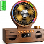 ROADOM CD-m&auml;ngija Bluetooth 5.3 koos kahekordse k&otilde;lariga, 4000 mAh kaasaskantav laetav 6-in-1 CD/USB/TF/FM/AUX taasesitus, RGB valgus, Retro lauaarvuti CD-m&auml;ngija koju
