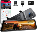12-tolline tahavaatepeegel Dashcam, 4K UHD esikaamera & 2.5K tagantvaate kaamera autole, ADAS BSD LCA Smart Mode, GPS, G-sensor, Loop salvestamine, parkimise j&auml;lgimine, h&auml;&auml;ljuhtimine
