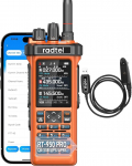 Radtel RT-950 PRO amat&ouml;&ouml;rraadio GPS/APRS, 10W pikamaa raadioside, k&auml;siraadio, SW/MW/LW RX, Bluetooth rakenduse programmeerimine, oranž (koos programmeerimiskaabliga)