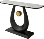 Console Table mit Schmiedeeisernem Rahmen, Konsolentisch mit Abgerundeten Ecken, Geeignet f&uuml;r Wohnzimmer, Flur(Black,100x30x80CM/39x12x31IN)