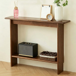 Massiver Konsolentisch aus Holz, Schmaler Beistelltisch mit Offenen Regalen, Landhaus-Console Table Hinter Dem Sofa f&uuml;r Eingangsbereich, Flur und Wohnzimmer(Brown,80*20*75.5cm/31.5*8*30in)