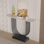Konsolentisch mit Stauraum, versteckter Schublade und geriffeltem Design - ideal f&uuml;r den Eingangsbereich von Wohnungen - schmaler Sofatisch, 39,4 Zoll, Cremewei&szlig;(Nero,120cm/47.2in)
