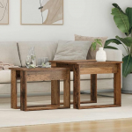 Nesting Couchtisch Set 2 St&uuml;ck Wei&szlig; Holzwerkstoff - Modernes Couchtisch Set mit gro&szlig;em 50 x 52 x 42 cm ja kleinem 50 30 37 cm aus Holzwerkstoff f&uuml;r das Wohnzimmer