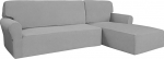 Easy-Going Stretch diivan Slipcover L kuju diivan katted elutuba Jacquard kangas Slipcover elastne p&otilde;hi koertele lastele lemmikloomadele v&auml;ike Light Grey 2 Pack