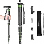 Manbily Monopod Camera 168 cm Hiking Poles Aluminium Travel Monopod Portable Compact Lightweight with Walking Stick Handle Carry Bag Load Capacity of 7 kg for DSLR Camera Video Camera (A-555L) Green