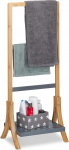 Relaxdays 10024982 Bambusest r&auml;tikuriiul koos riiuli ja 3 r&auml;tikuriiuliga Vabalt seisev r&auml;tikuriiul 103 x 41 x 28 cm Looduslik / Hall MDF 10024982