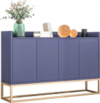 Sideboard kapp 120 cm lai, kaasaegne buffet kapp 4 uksega, kapp sahtlitega kapp buffet kapp reguleeritava riiuli ja metallist jalgadega elutuppa ja s&ouml;&ouml;gituppa k&ouml;&ouml;ki, merev&auml;e sinine
