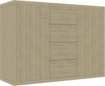 vidaXL Sideboard, kapp, kus on palju hoiuruumi, kapp 4 sahtlit, 2 ust, mitmeotstarbeline kapp Sideboard elutuppa, Sonoma tammepuust, 88 x 30 x 65 cm, puitmaterjali.