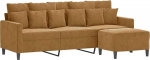 vidaXL 3-kohaline diivan, diivan koos jalatoega, lamades diivan elutuppa, polsterdatud diivan, tugitool, l&otilde;&otilde;gastav diivan, Lounge diivan, TV diivan, pruun sametne