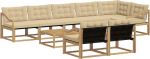 Outdoor-Sofagarnitur 9-TLG. aus massivem Akazienholz, Gartenm&ouml;bel Set mit modularem Ecksofa, Sitzgruppe f&uuml;r Terrasse und Garten, Wei&szlig; und Beige, Platz f&uuml;r 8 Personen