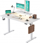 Agilestic reguleeritava k&otilde;rgusega t&ouml;&ouml;laud koos teisaldatava monitorialusega, 140 x 60 cm t&ouml;&ouml;laud, reguleeritava k&otilde;rgusega elektriline, LED valgusvihik, USB pistikupesa, seisev t&ouml;&ouml;laud, arvutilaua, valge