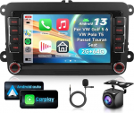 2G & 64G 7-tolline autoraadio VW Golf 5 6 VW Polo T5 Passat Touran Seat koos Carplay Android Car, Android 15, puuteekraaniga Bluetooth RDS/FM raadio, WiFi Navi/AHD tagurduskaamera/CANBUSiga