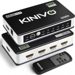 Kinivo HDMI-kommutaator 5 Eing&auml;nge, 1 v&auml;ljund, 4K 60Hz (HDR 10, High Speed 18 Gbit/s, IR-fernjuhtimine, HDCP 2.2, Dolby Vision, VRR) - 550BN. Kompatibel mit Roku, PS5, Xbox, Apple TV, Nintendo Switch 2