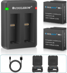 Coolshow Ace/Ace Pro aku 1800 mAh asendusaku 2 tk ja kahekordne Ace/Ace Pro akulaadija komplekt, mis &uuml;hildub Insta360 Ace/Ace Pro kaameraga