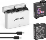 NASTIMA 2100 mAh aku DJI Osmo Action 5 Pro jaoks ja laadija, 2-komplektne akukomplekt kahe pordiga, PD kiirlaadimise akukomplekt, &uuml;hildub DJI Osmo 360/Action 5 Pro/Action 4/Action 3 kaameratega