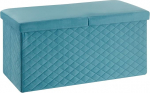 Baroni Home Kokkupandav sametist kirst, hoiupink, salongipink, jalatugi, kirst, 76 x 38 x 38 cm, petroolisinine