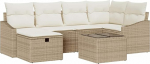 Rantry 7-teiliges Garten Sofa Set mit Kissen in Beige aus Poly Rattan Gartenlounge Model3360622