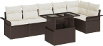 Rantry 7-teiliges Garten Sofa Set mit Kissen Braun Poly Rattan Gartenlounge Model3348294