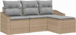 Rantry 4-teiliges Garten Sofa Set mit Kissen Beige Poly Rattan Gartenlounge Model3355339