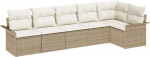 6-teiliges Garten Sofa Set mit Kissen Beige Poly Rattan Gartenlounge Model3345381
