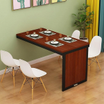 Kokkupandav seinale paigaldatav puidust laud teleskoopiline n&auml;htamatu k&ouml;&ouml;giriiul kompaktne s&ouml;&ouml;gilaud koju r&otilde;dule ja elutuppa (teak + must raam 80 cm)